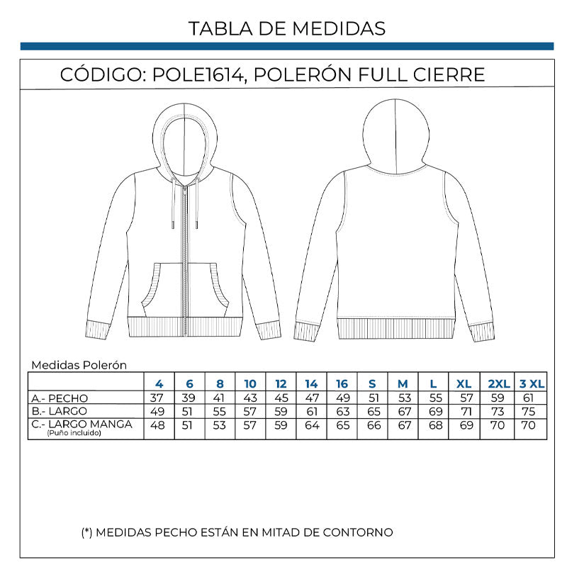 Polerón con Capucha y Cierre — Azul Marino, Unisex