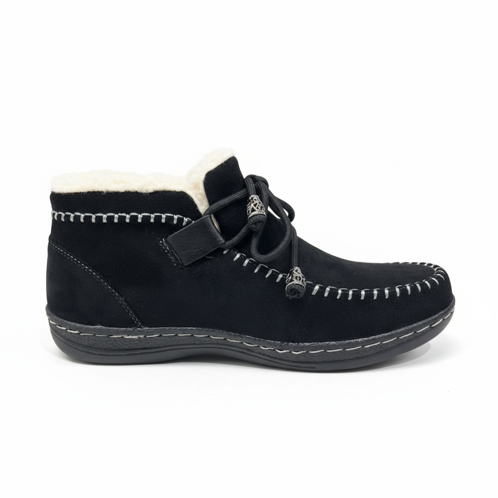 Botín Invierno Negro con Forro de Borrego - 35
