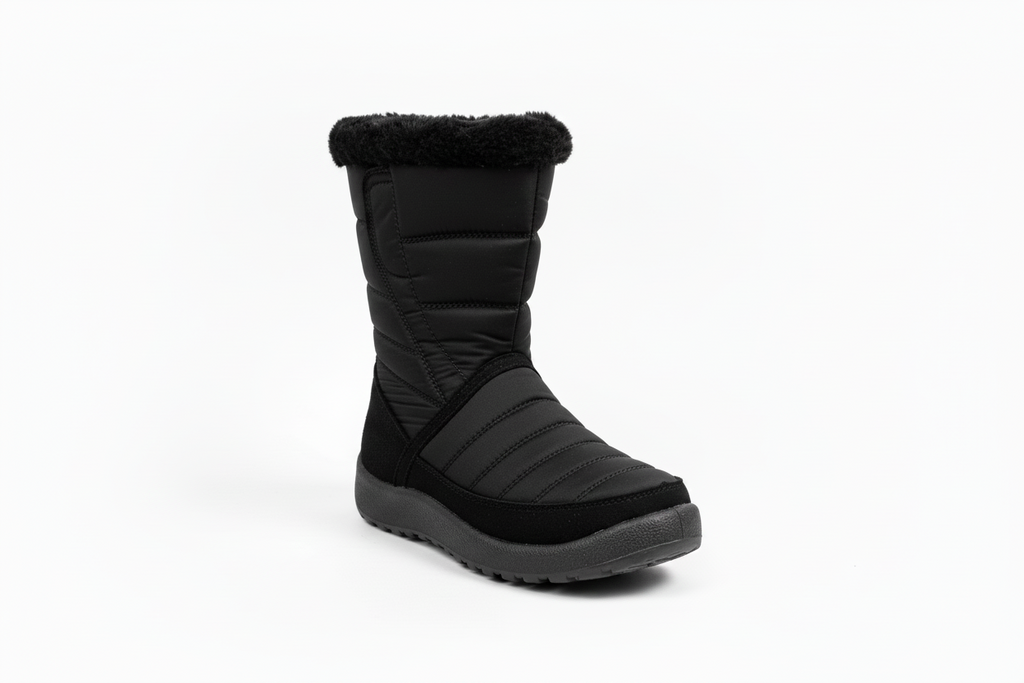Bota invierno fondo blanco y negro
