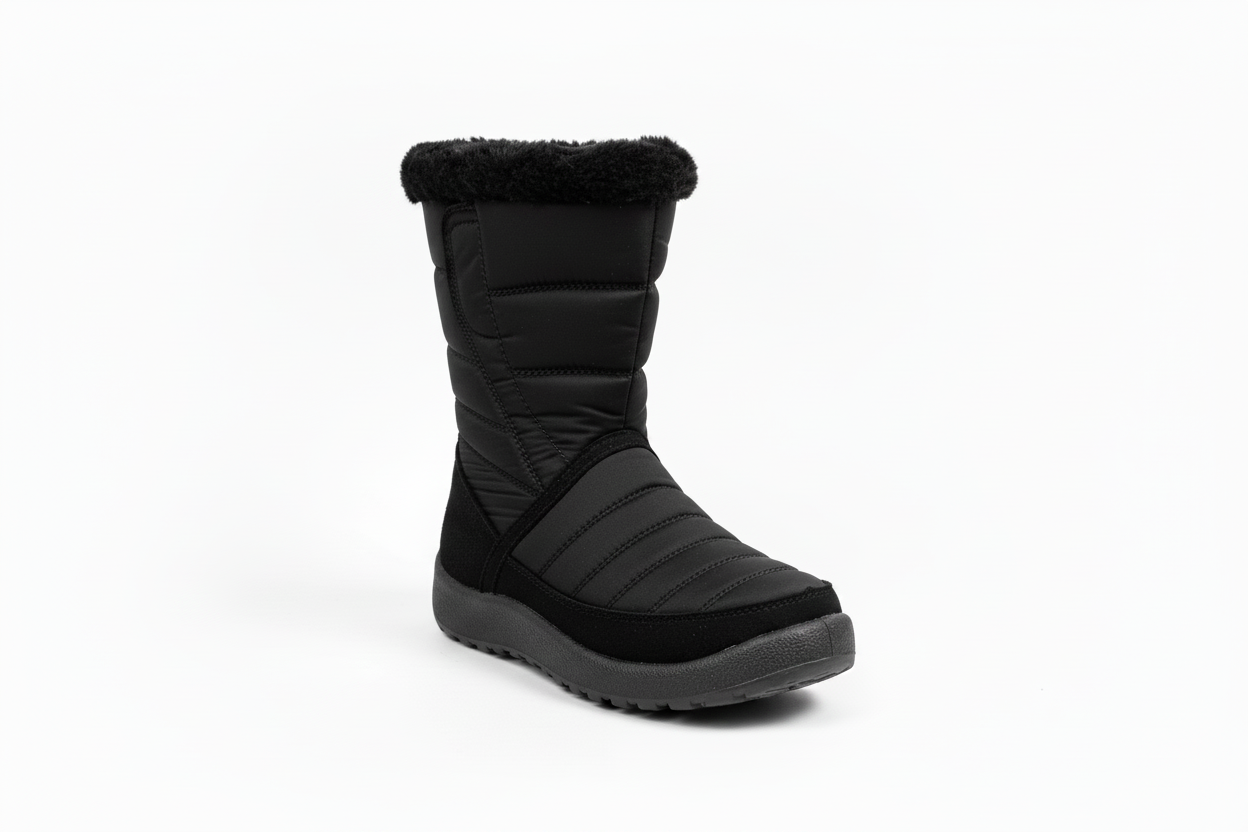 Bota invierno fondo blanco y negro