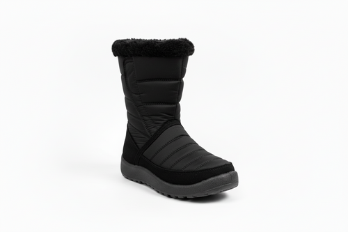 Bota invierno fondo blanco y negro