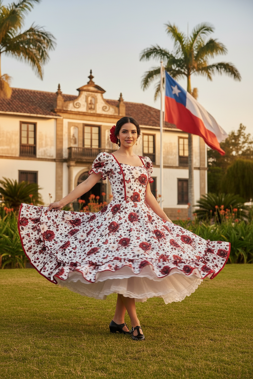 Huasa con vestido pomposo