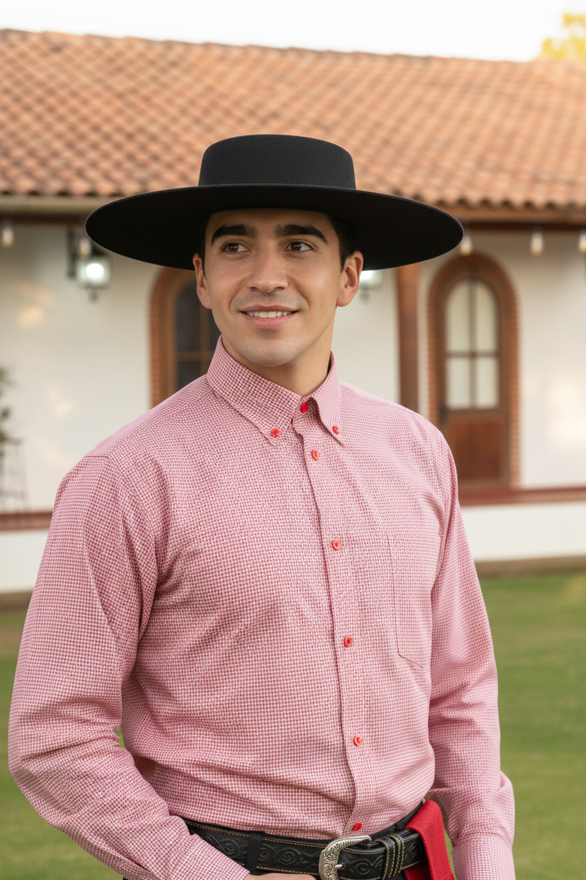 Huaso camisa roja ajustado
