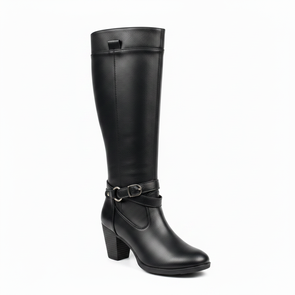 Bota Caña Alta Negra con Hebilla y Correa - Negro / 35