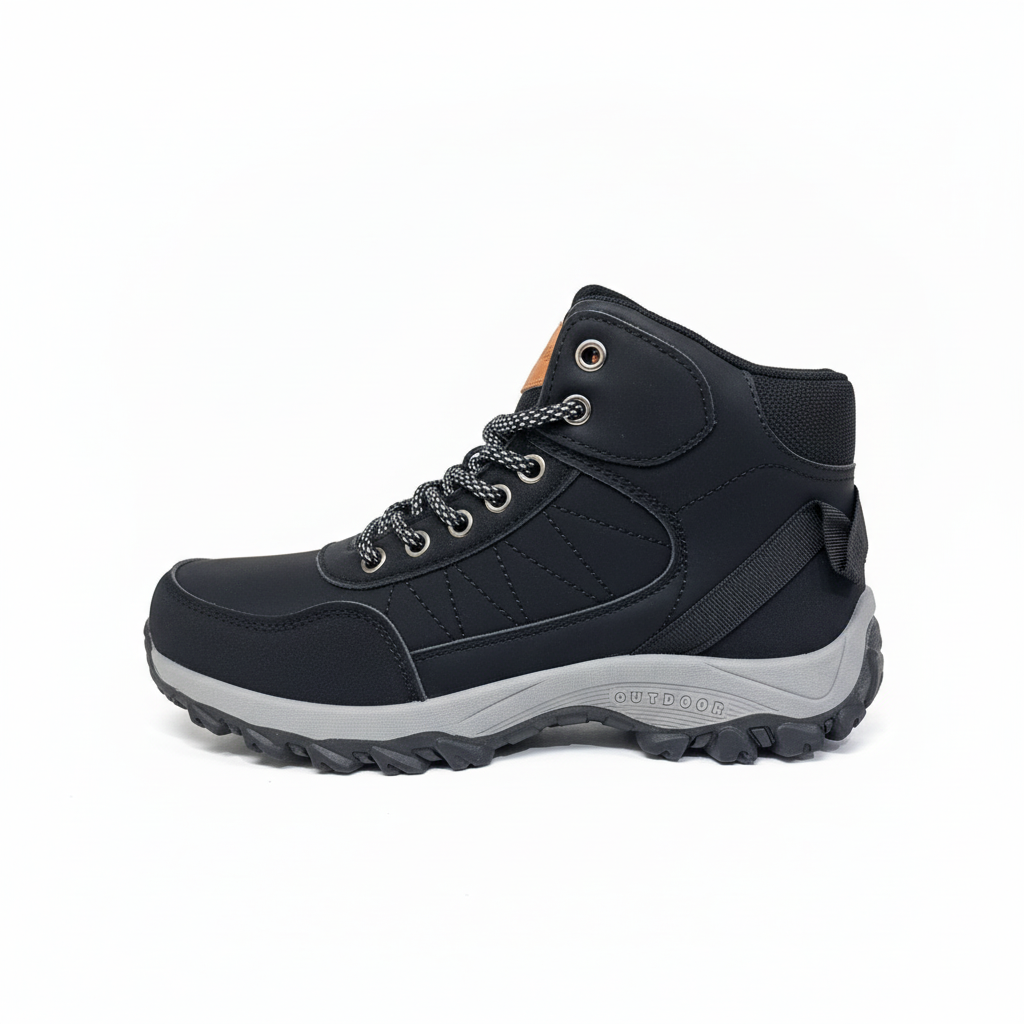 Zapatilla outdoor negra - lateral izquierda