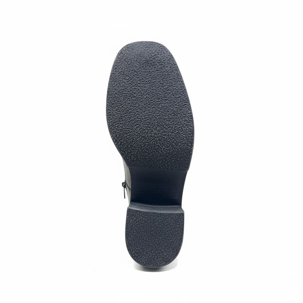 Botín nubuck negro tacón bloque - suela granular