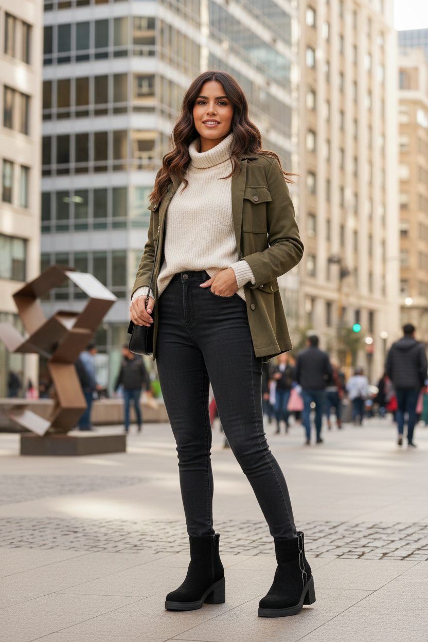 Mujer chilena con botas negras