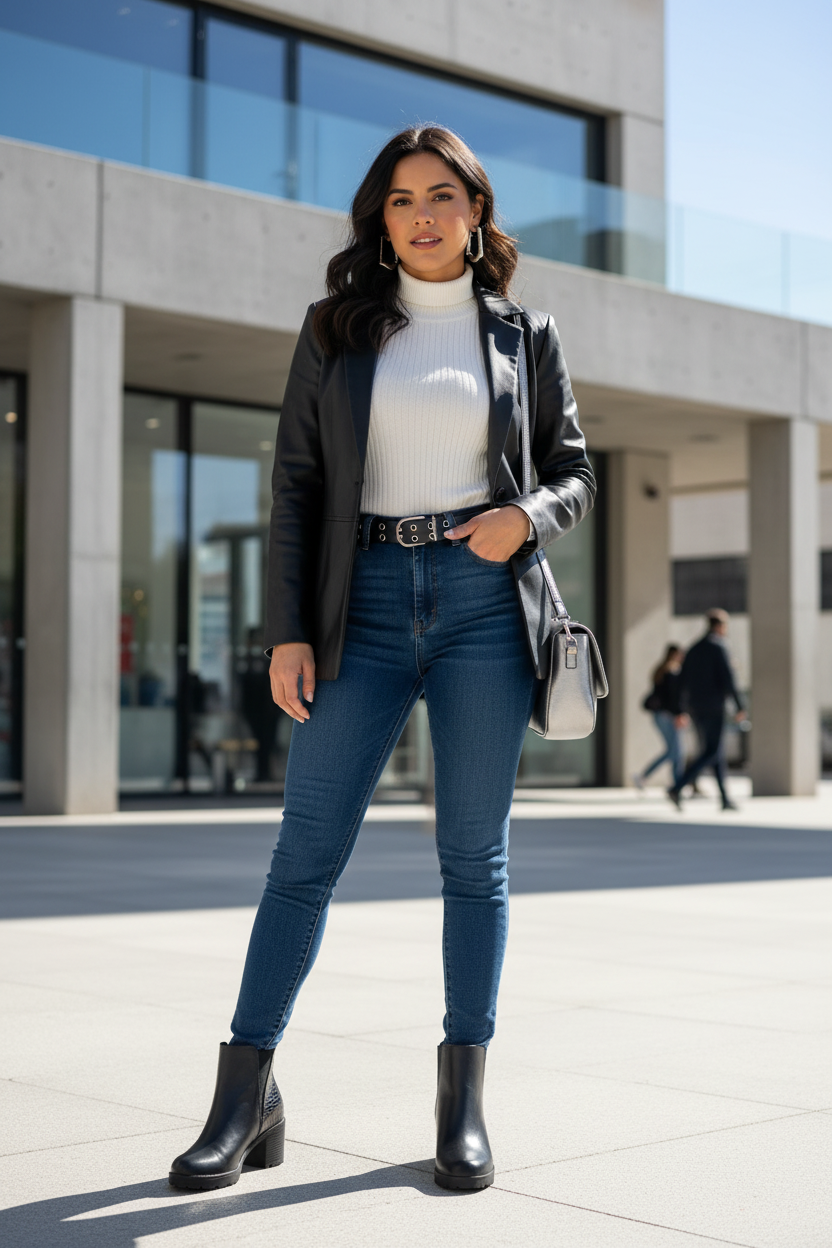 Mujer latina con botín negro