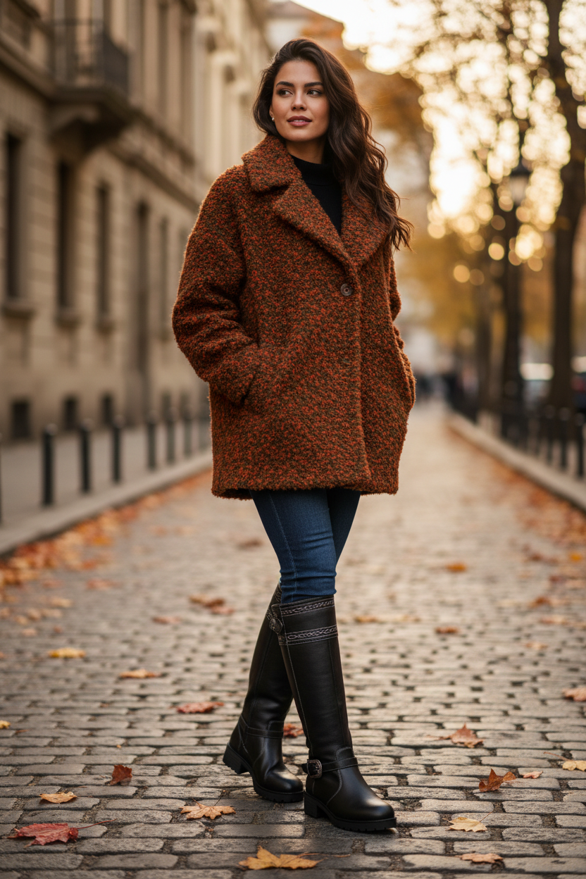 Mujer usando botas caña alta