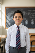 Niño chileno con uniforme sin chaqueta