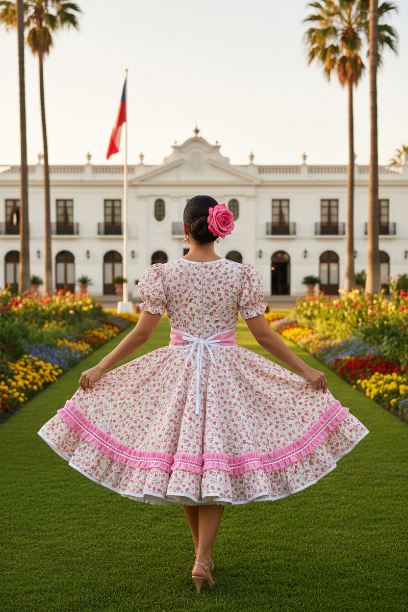 Vestido huasa de espaldas - vista trasera