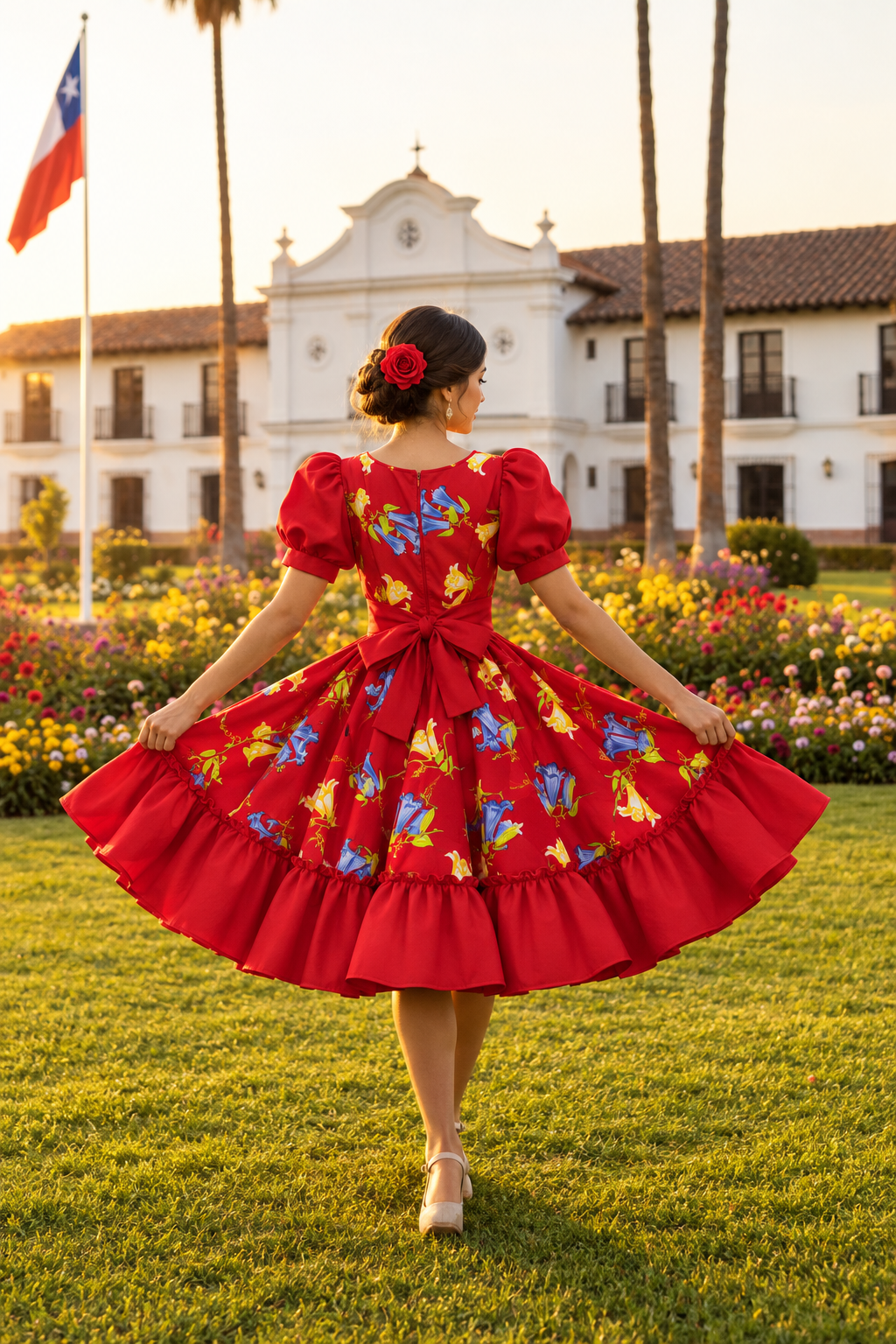 Vestido huasa rojo espaldas