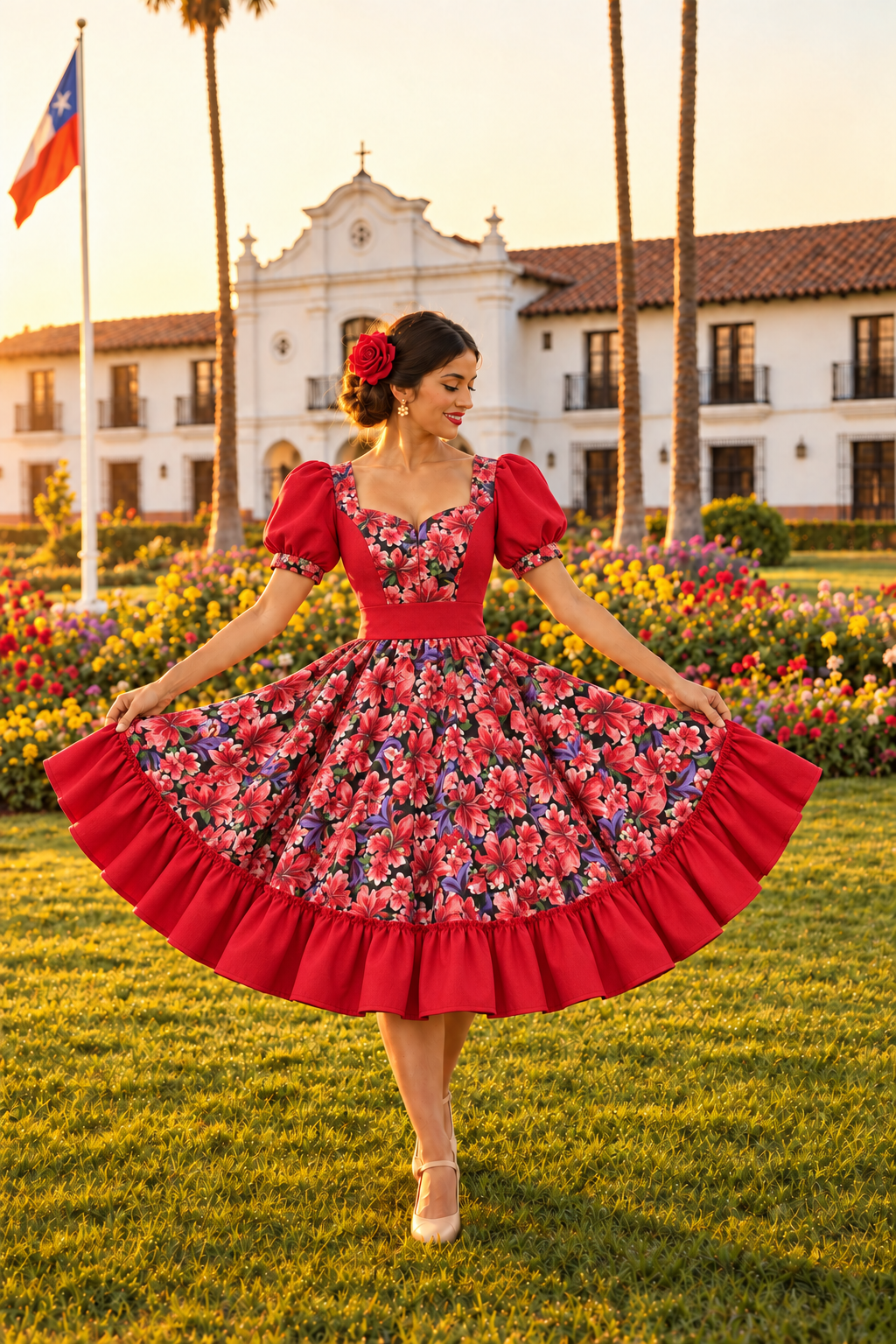 Vestido rojo con el mismo fondo