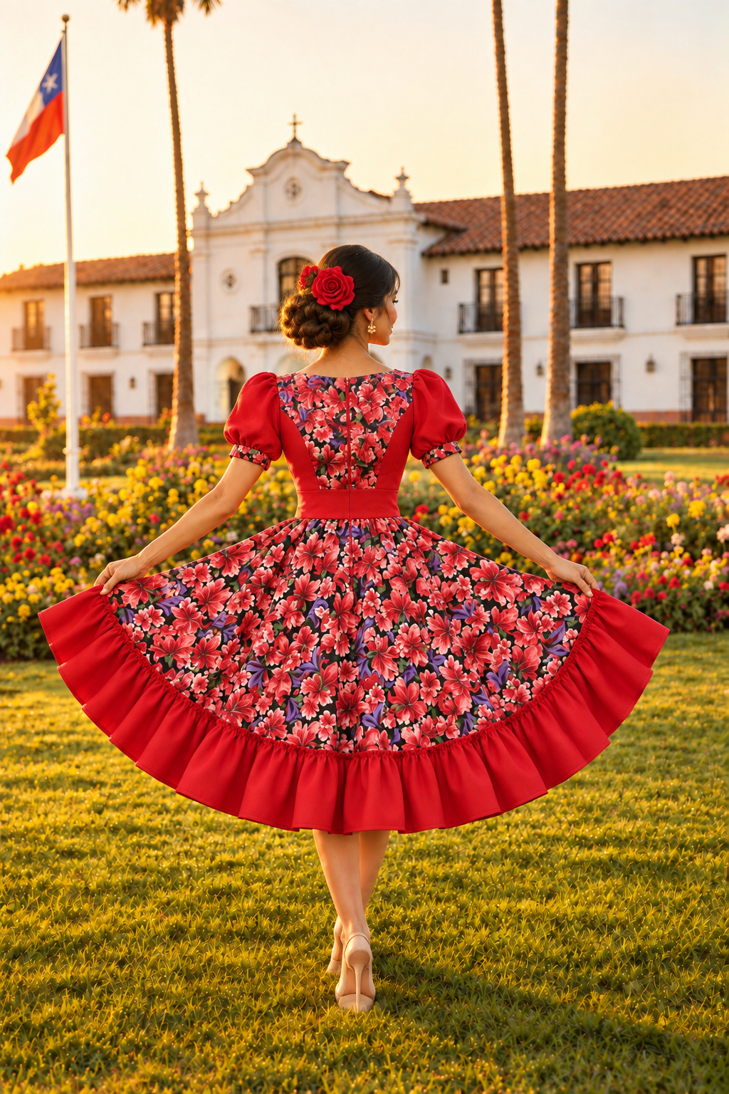 Vista trasera del vestido rojo