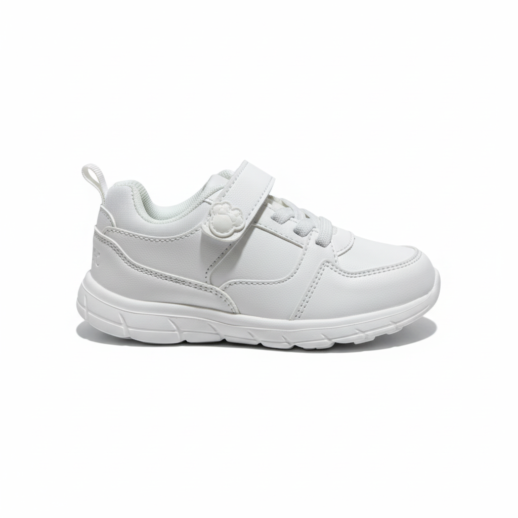 Zapatilla blanca con osito vista lateral