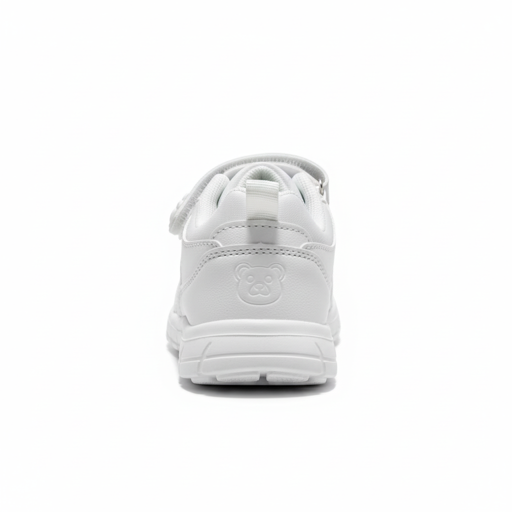 Zapatilla blanca con osito vista trasera