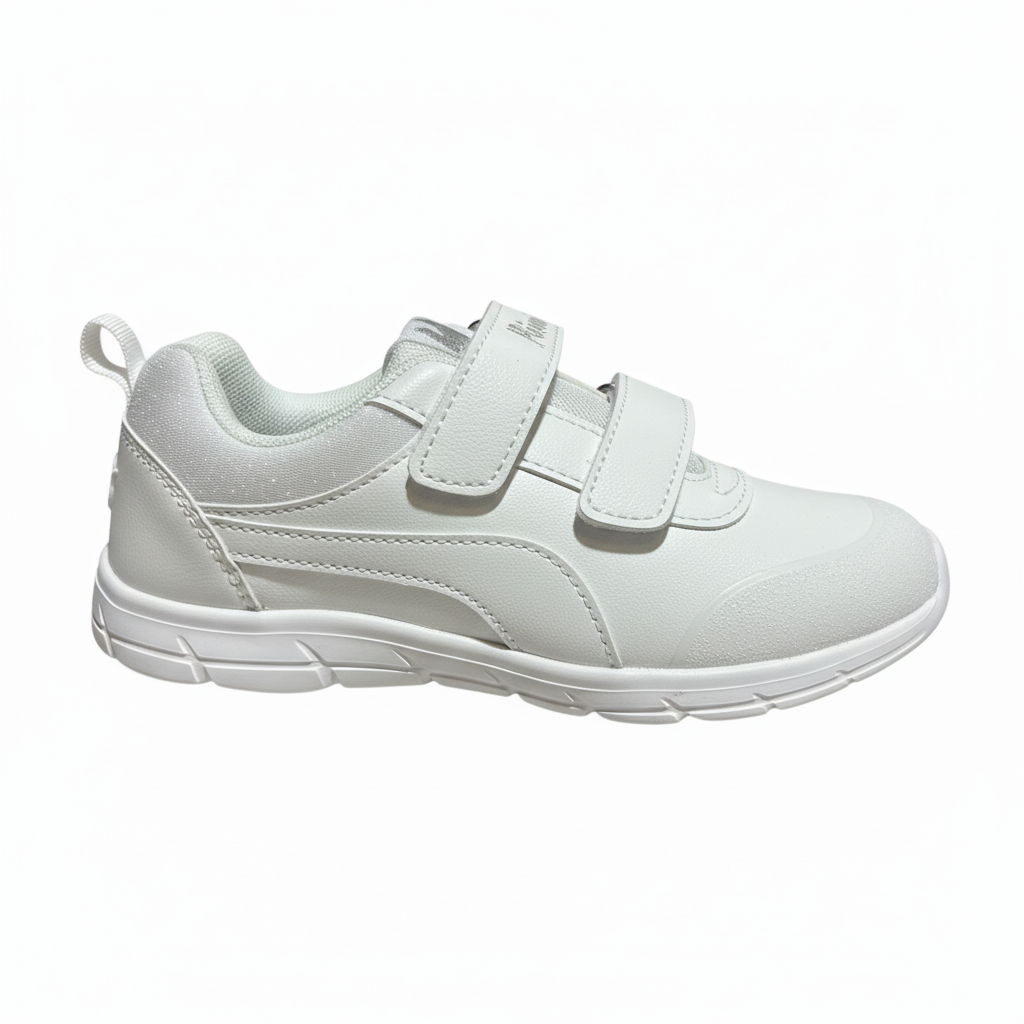 Zapatilla blanca doble velcro vista lateral