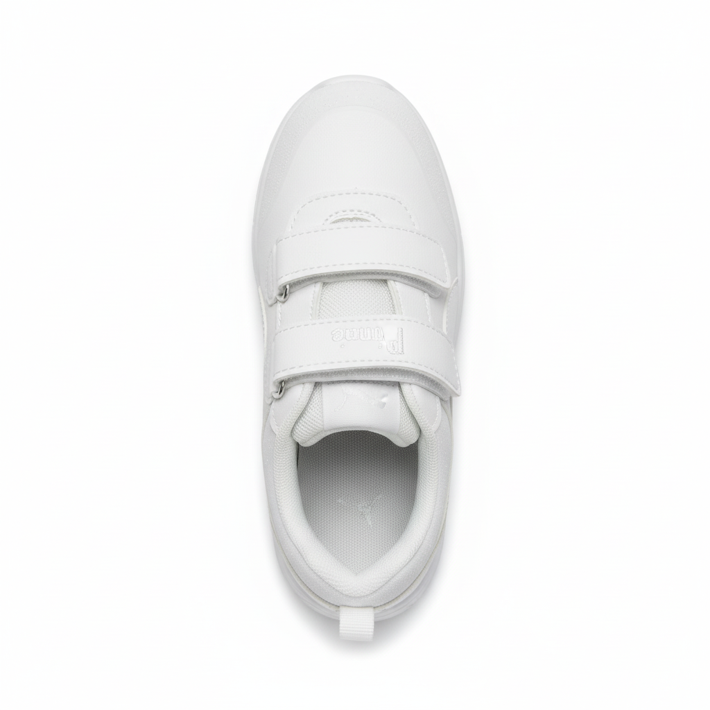 Zapatilla blanca doble velcro vista superior