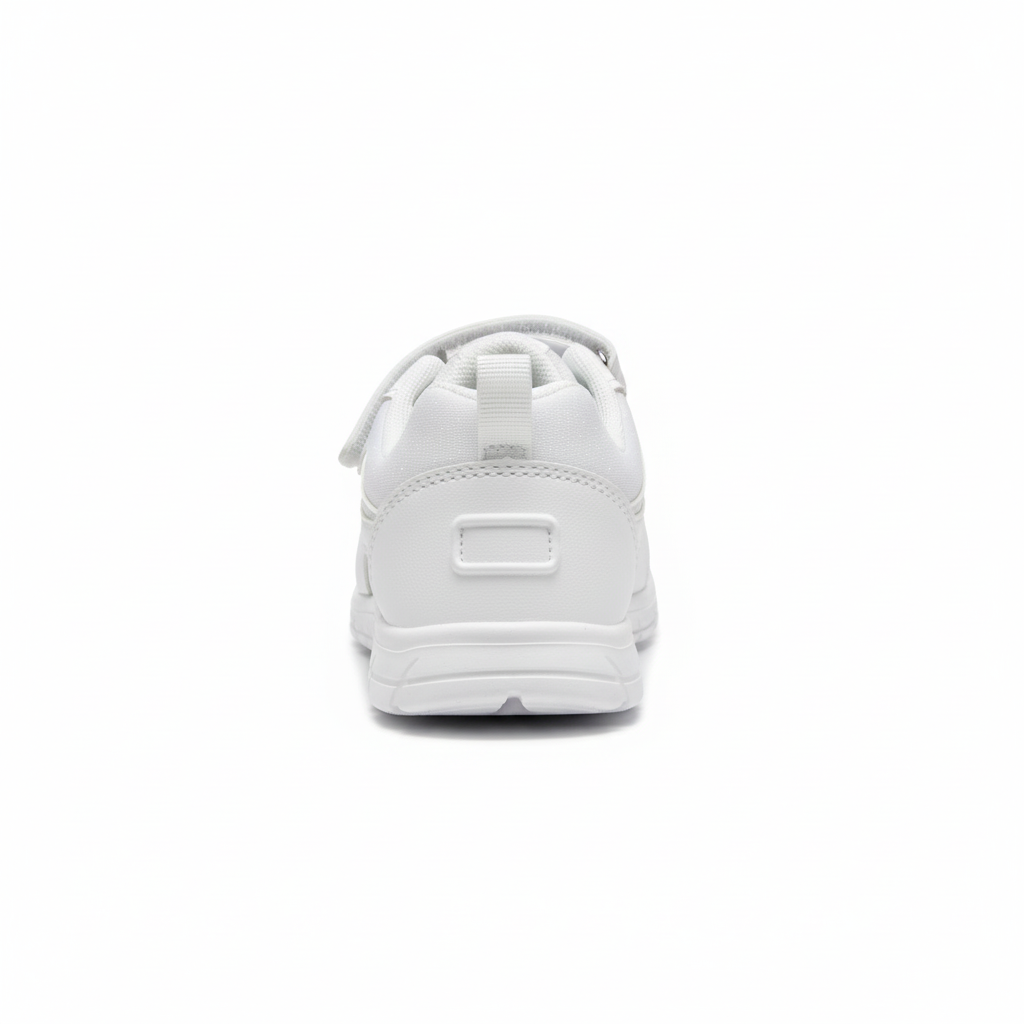 Zapatilla blanca doble velcro vista trasera
