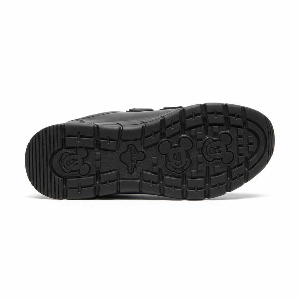 Zapatilla negra doble velcro vista suela