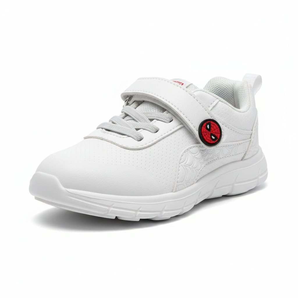 Zapatilla Spider-Man blanca con relieve vista frontal