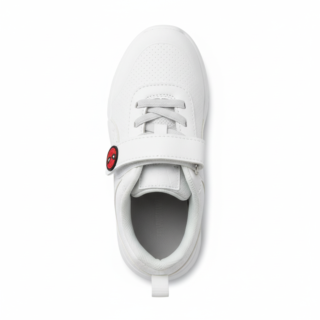 Zapatilla Spider-Man blanca con relieve vista superior