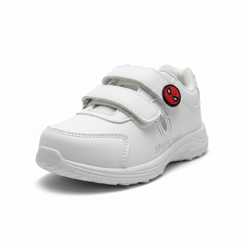 Zapatilla Spider-Man blanca vista frontal