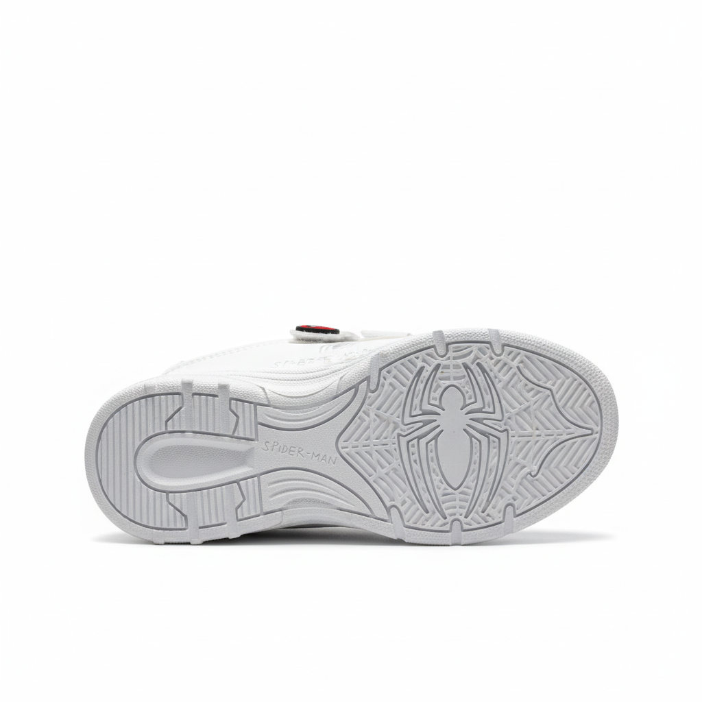 Zapatilla Spider-Man blanca vista suela