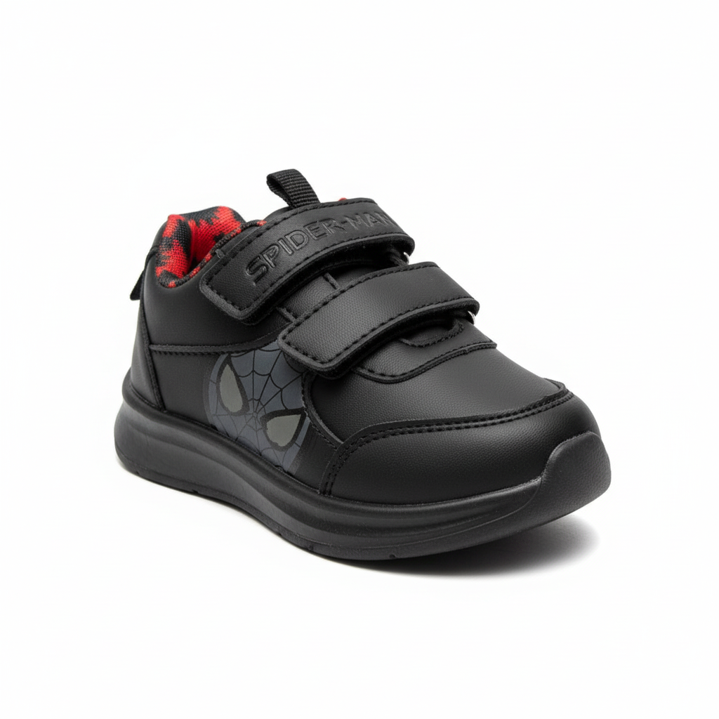 Zapatilla Spider-Man negra vista frontal