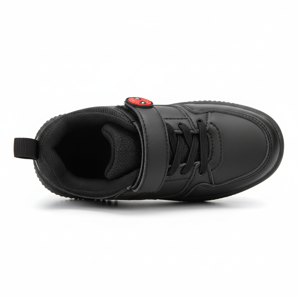 Zapatilla Spider-Man negra vista superior