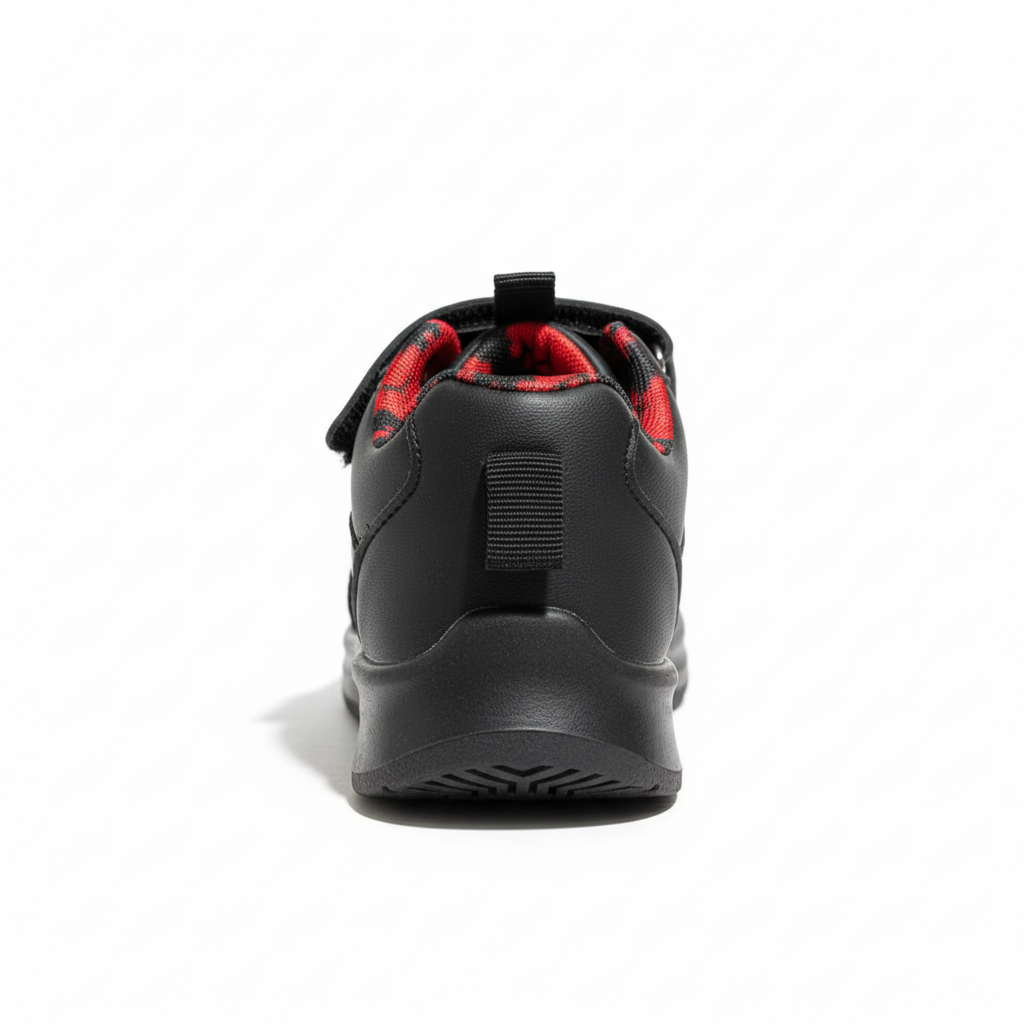 Zapatilla Spider-Man negra vista trasera
