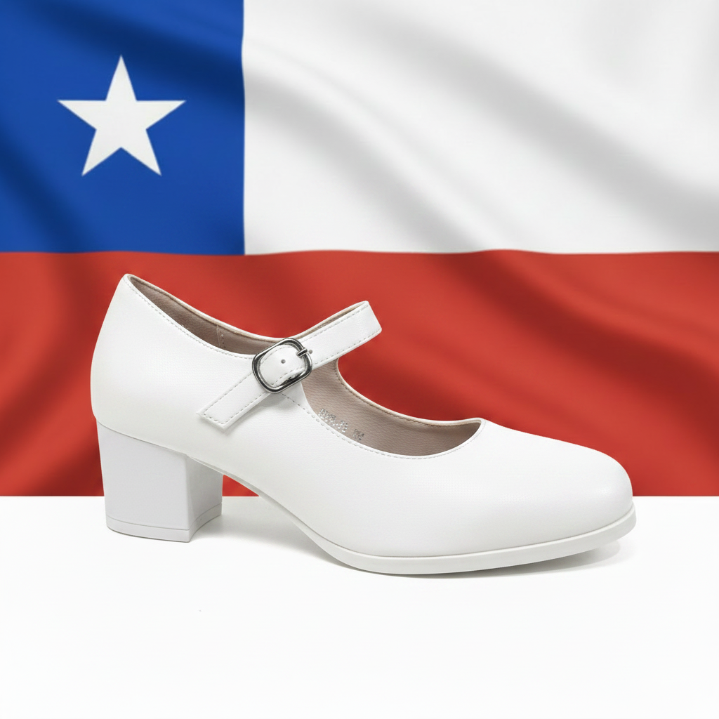 Zapato blanco con bandera chilena