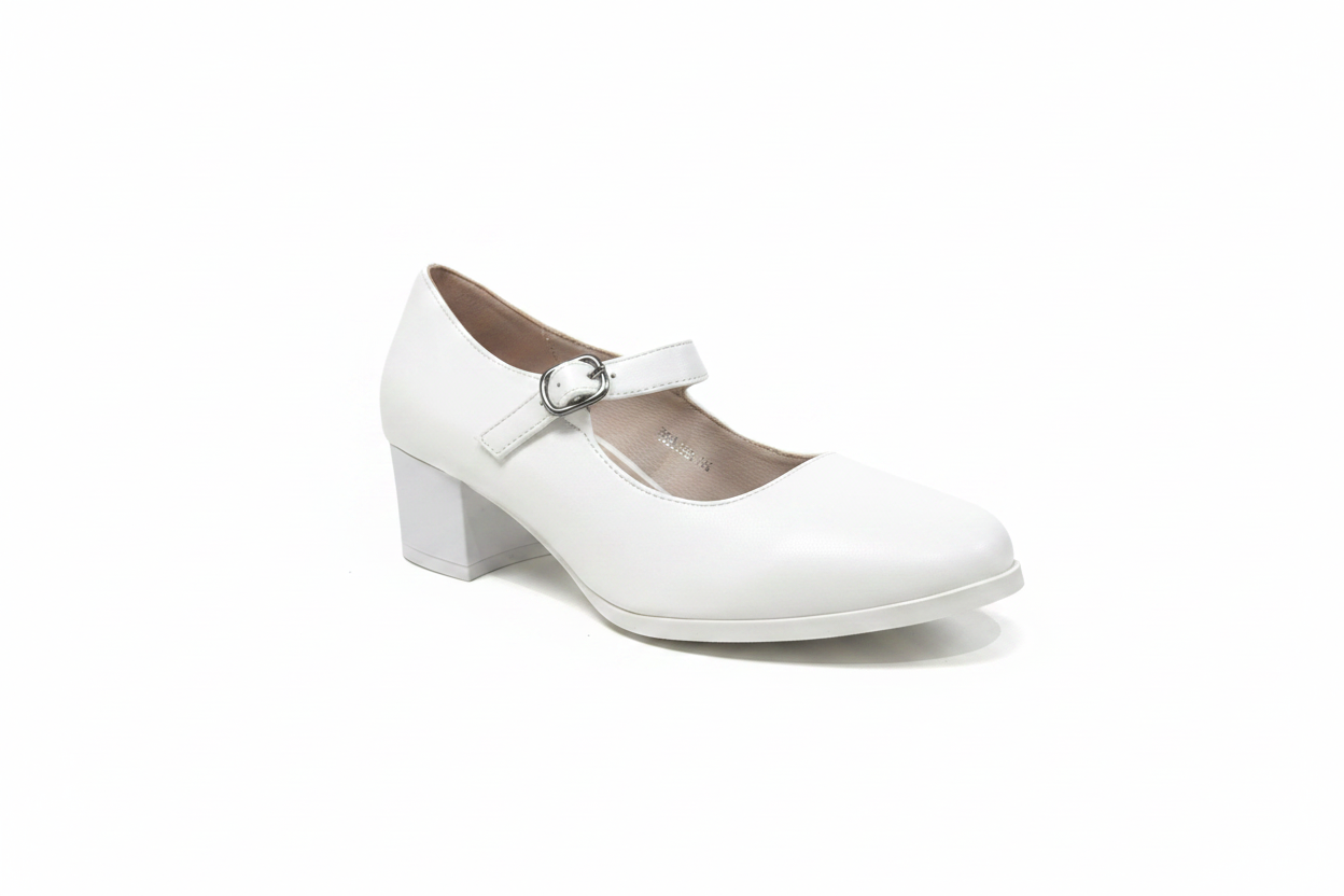 Zapato blanco con fondo blanco
