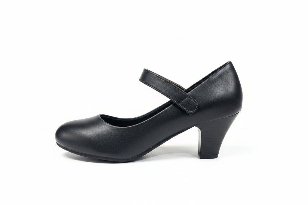 Zapato negro fondo blanco