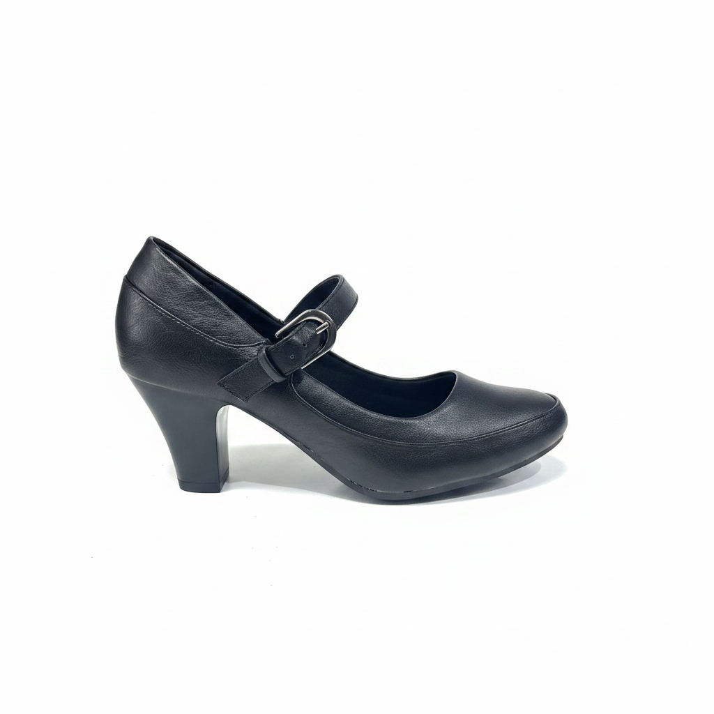 Zapato negro Mary Jane fondo blanco